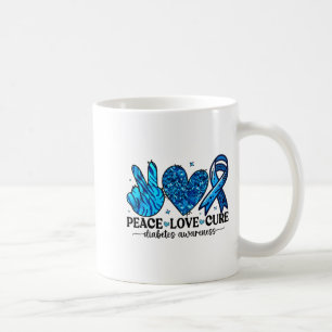 Taza De Café Paz Amor Cura Conciencia de Diabetes Tipo 1 T1d Ci