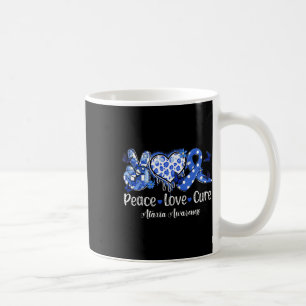 Taza De Café Paz Amor Cura Listón Azul Concienciación Ataxia