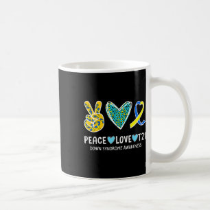 Taza De Café Paz Amor Cure Blue Y Cinta Amarilla Abajo Syndro