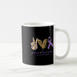 Taza De Café Paz Amor Cure Cura Cinta Púrpura Fibrosis Quística
