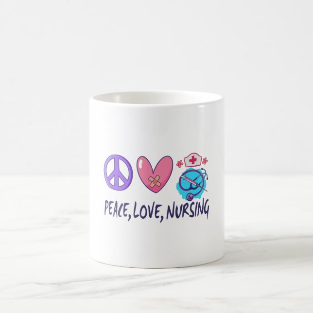 Taza De Café Paz Amor Enfermería (Centro)