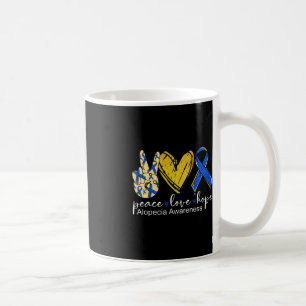 Taza De Café Paz Amor Esperanza Alopecia Conciencia Cinta Azul