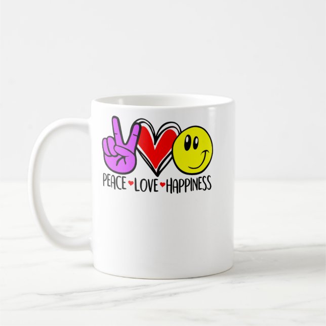 Taza De Café Paz Amor Felicidad Positividad (Izquierda)