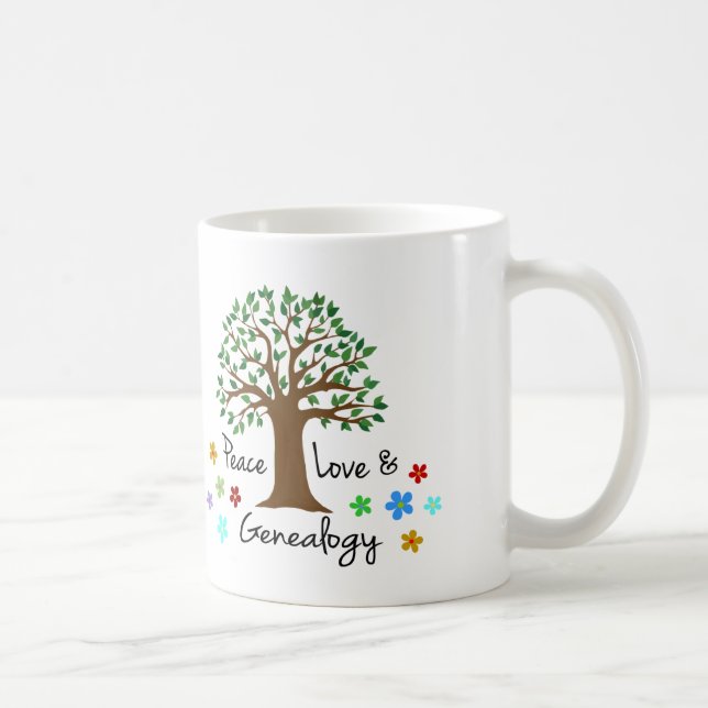 Taza De Café Paz Amor Genealogía Familia Árbol Fun Regalo Mug (Derecha)