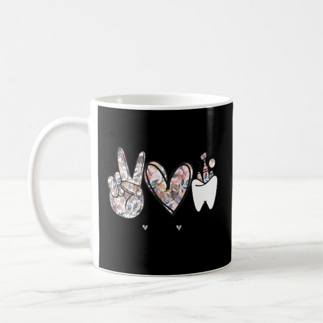 Taza De Café Paz Amor Higiene dental dental (Izquierda)