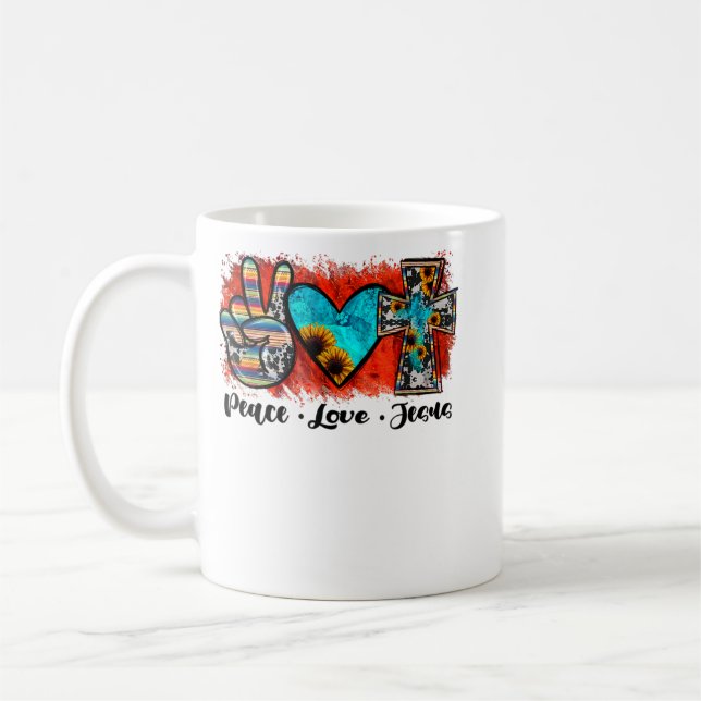 Taza De Café Paz Amor Jesús Gracioso Cristiano, Amor Como Jesús (Izquierda)
