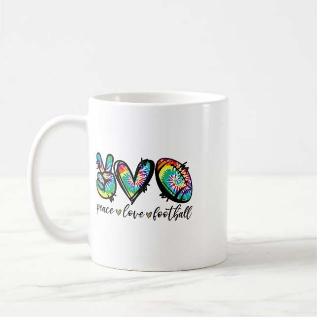 Taza De Café Paz Amor Jugador de Fútbol Americano Tie Dye Ameri (Izquierda)