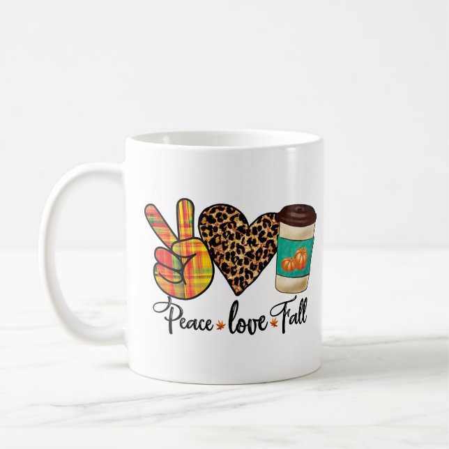 Taza De Café Paz, amor, latte de especias de leopardo otoñal (Izquierda)