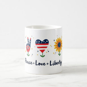 Taza De Café Paz Amor Libertad Patriótica Mug