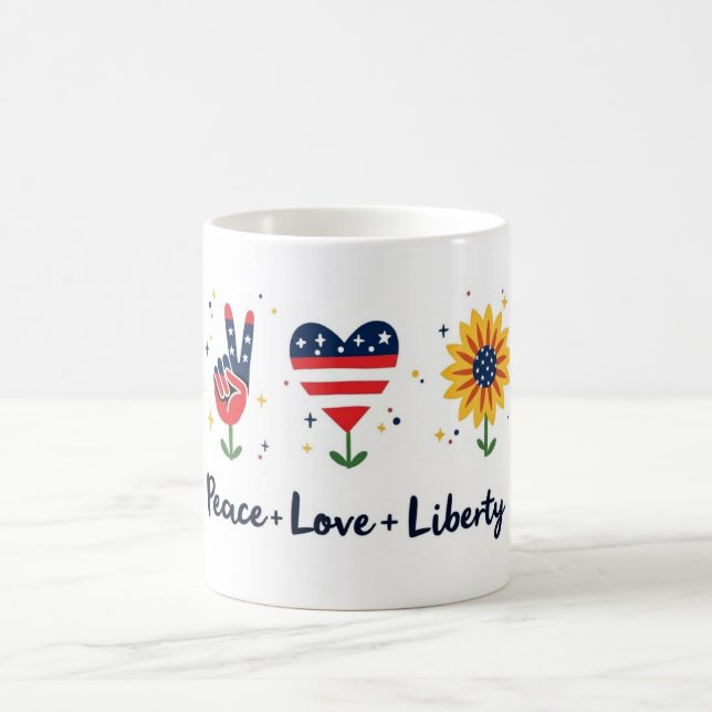 Taza De Café Paz Amor Libertad Patriótica Mug (Centro)