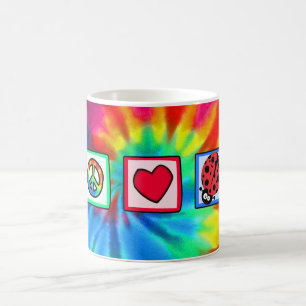 Taza De Café Paz, amor, mariquitas