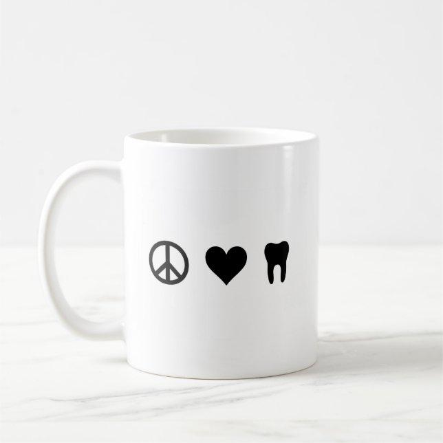 Taza De Café Paz, amor, odontología (Izquierda)