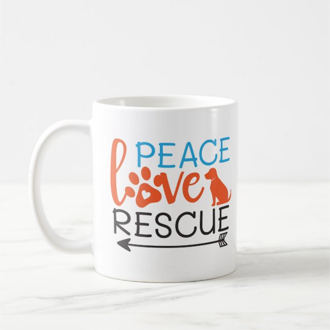 Taza De Café Paz Amor Rescata Perros (Izquierda)