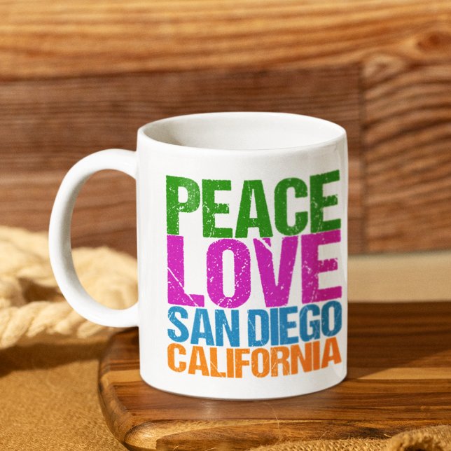 Taza De Café Paz Amor San Diego California (Subido por el creador)