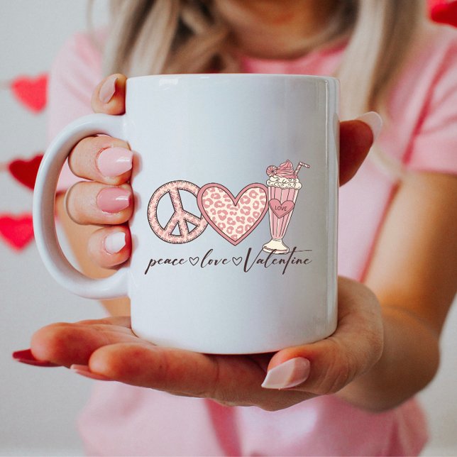 Taza De Café Paz Amor San Valentín, Batido Retro  (Subido por el creador)