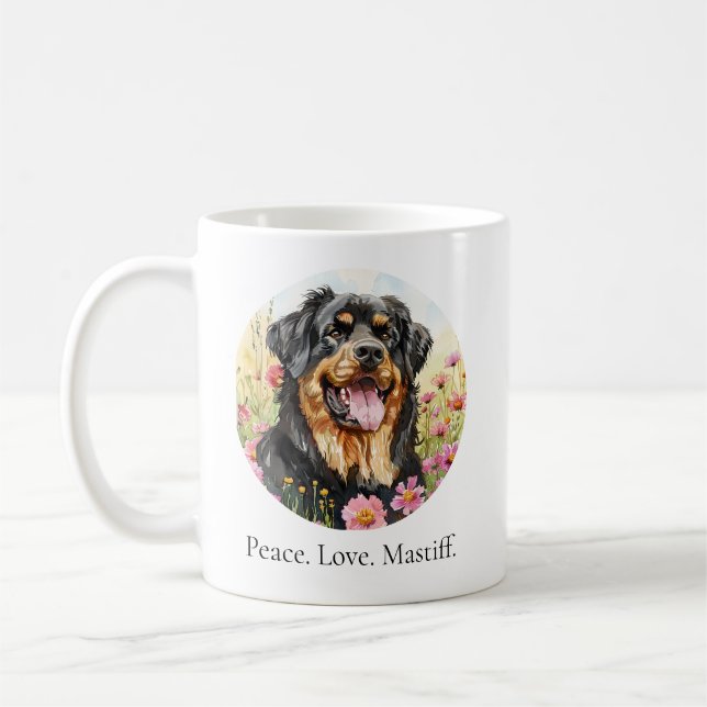 Taza De Café Paz. Amor. Tibetano Mastiff Mug (Izquierda)