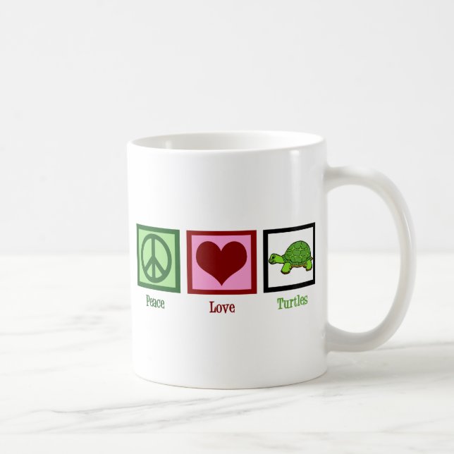 Taza De Café Paz Amor Tortugas Doble Lado (Derecha)