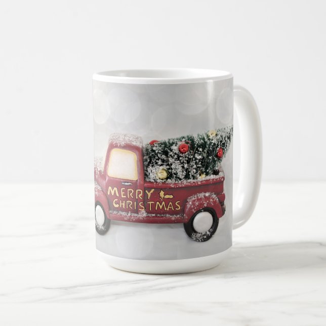 Taza De Café Paz Amor y Alegría Camión de Juguetes Feliz Navida (Anverso derecho)