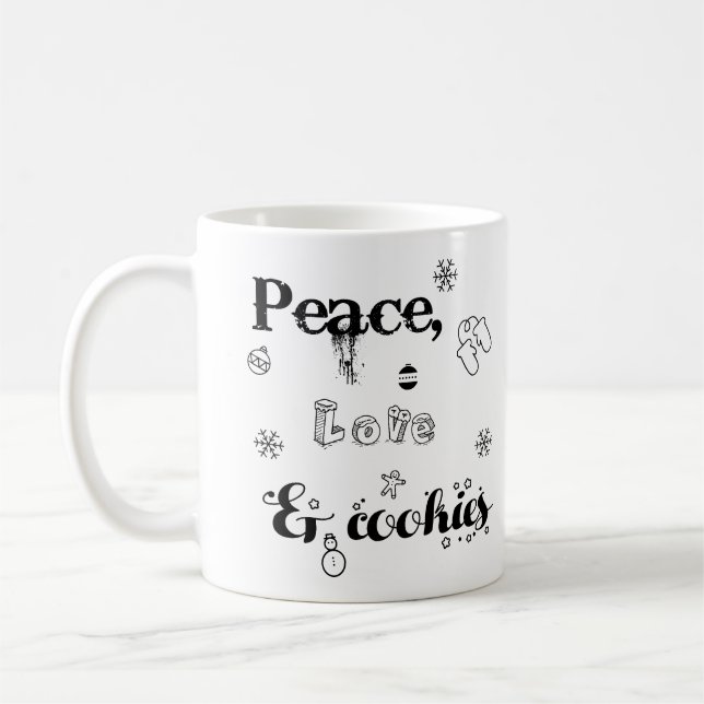 Taza De Café paz amor y galletas Navidades mug giros (Izquierda)