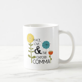 Taza De Café Paz, amor y Oxford Comma Retro Floral Mug