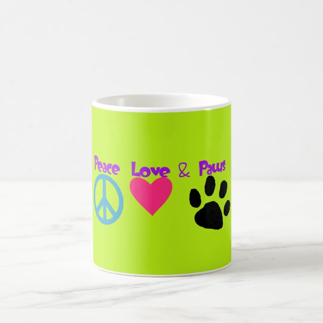 Taza De Café Paz Amor y Paws (Centro)