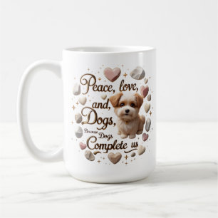 Taza De Café Paz, amor y perros   Cita de Cute Dog Lover Mug