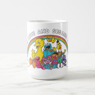 Taza De Café Paz, amor y Plaza Sésamo
