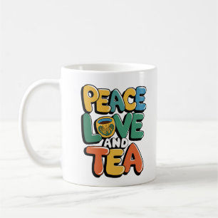 Taza De Café "Paz, amor y té - Diseño retro para té