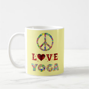 Taza De Café Paz Amor Yoga Colorido Inspirador