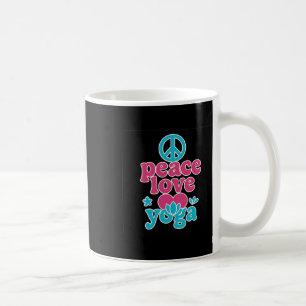 Taza De Café Paz Amor Yoga Retro Lotus Corazón Arte Gráfico 
