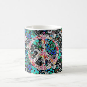 Taza De Café Paz de poder de las flores FlowerPower