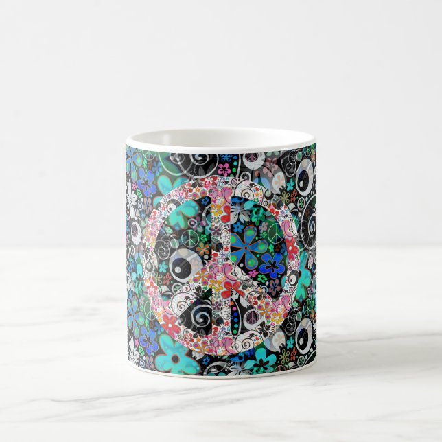 Taza De Café Paz de poder de las flores | FlowerPower (Centro)