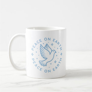 Taza De Café Paz en la tierra dove azul estético cristiano chic