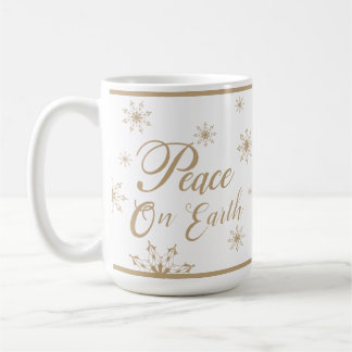 Taza De Café Paz en la Tierra Estrellas Doradas Navidad