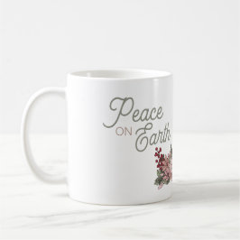 Taza De Café Paz en la Tierra Flores Rosa y Conejo