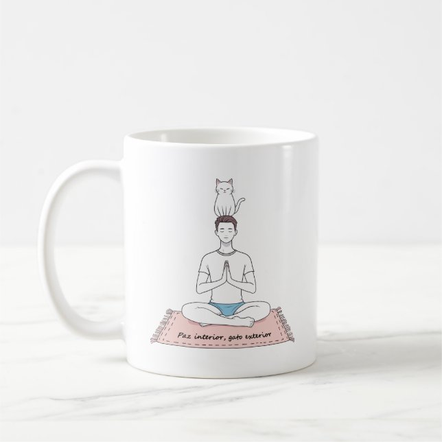 Taza De Café Paz Interior, Gato Exterior (Izquierda)