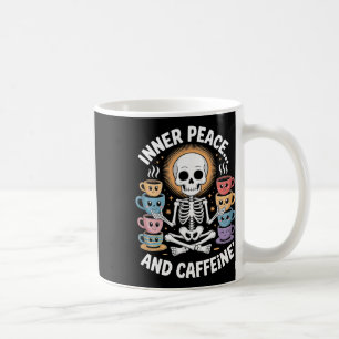Taza De Café Paz Interior Y Cafeína Diseño De Yoga De Esqueleto