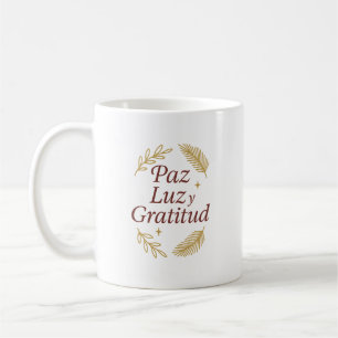 Taza De Café Paz, Luz y Gratitud ✨   Elegant Christmas Design