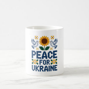 Taza De Café Paz para Ucrania arte popular de piano