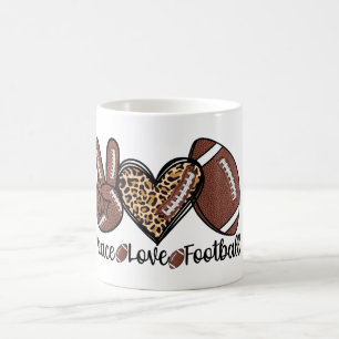 Taza De Café Paz Paz Amor Fútbol USA – Deportes Patrióticos