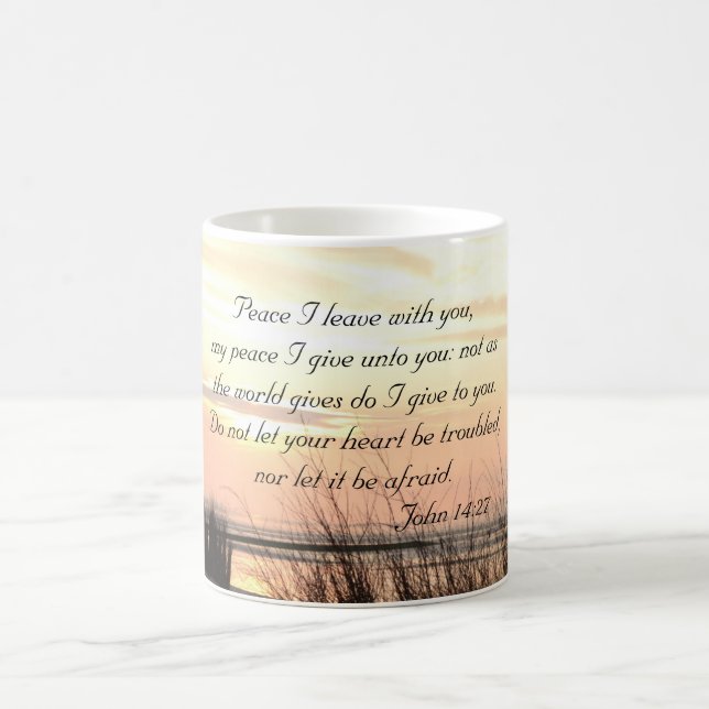 Taza De Café Paz te dejo, Biblia Verse Ocean Sunset (Centro)