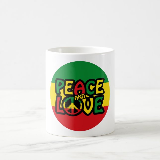 Taza De Café PAZ y AMOR, estilo reggae (Centro)