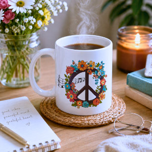 Taza De Café Paz y Música Boho