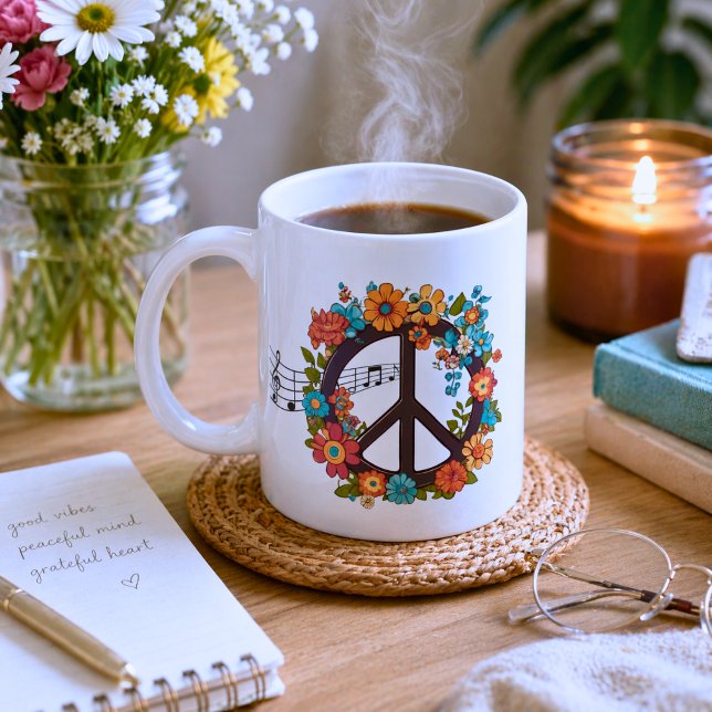 Taza De Café Paz y Música Boho (Subido por el creador)