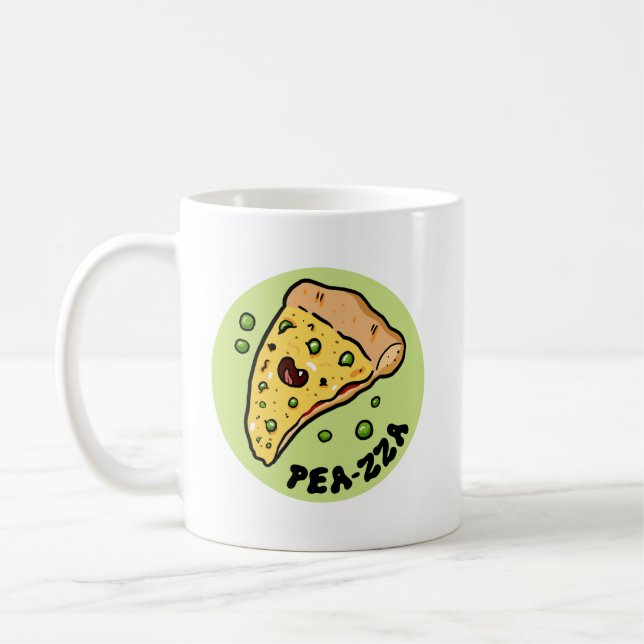 Taza De Café Pea-zza Cute Pizza Vegetable Pun Mug (Izquierda)