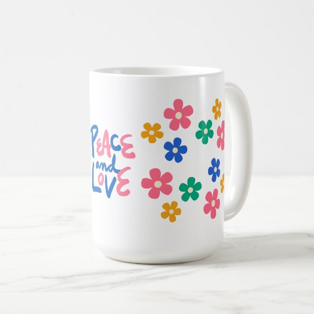 Taza De Café Peace and Love Floral Mug (Anverso derecho)