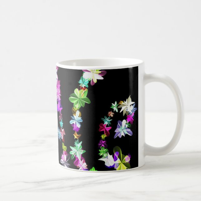 Taza De Café "PEACE" en la impresión de arte de flores (Derecha)