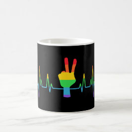Taza De Café Peace Gay Heartbeat LGBT