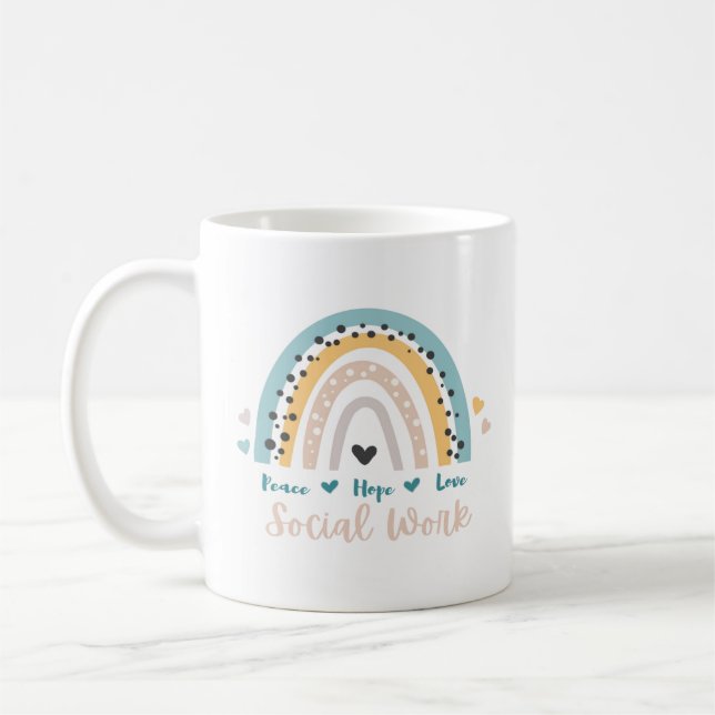 Taza De Café Peace Hope Love Social Work Coffee Mug (Izquierda)