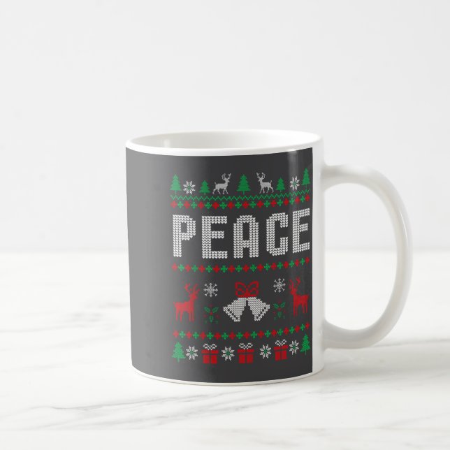 Taza De Café Peace I Come In Peace Couple Matching Ugly Christm (Derecha)
